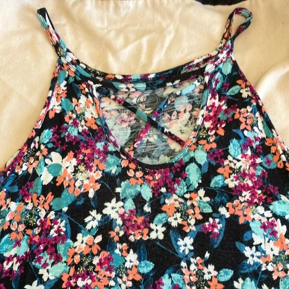 Maurices Floral Tank Top - Teal, Black, Blue, Coral, Purple - Picture 1 of 5